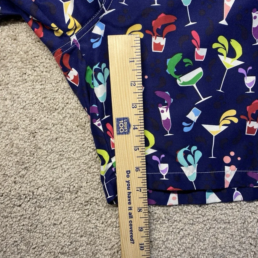 Peter Millar Mens XL Swim Trunks Navy Blue Cocktail‎ Drink Print Mesh Lined 7in